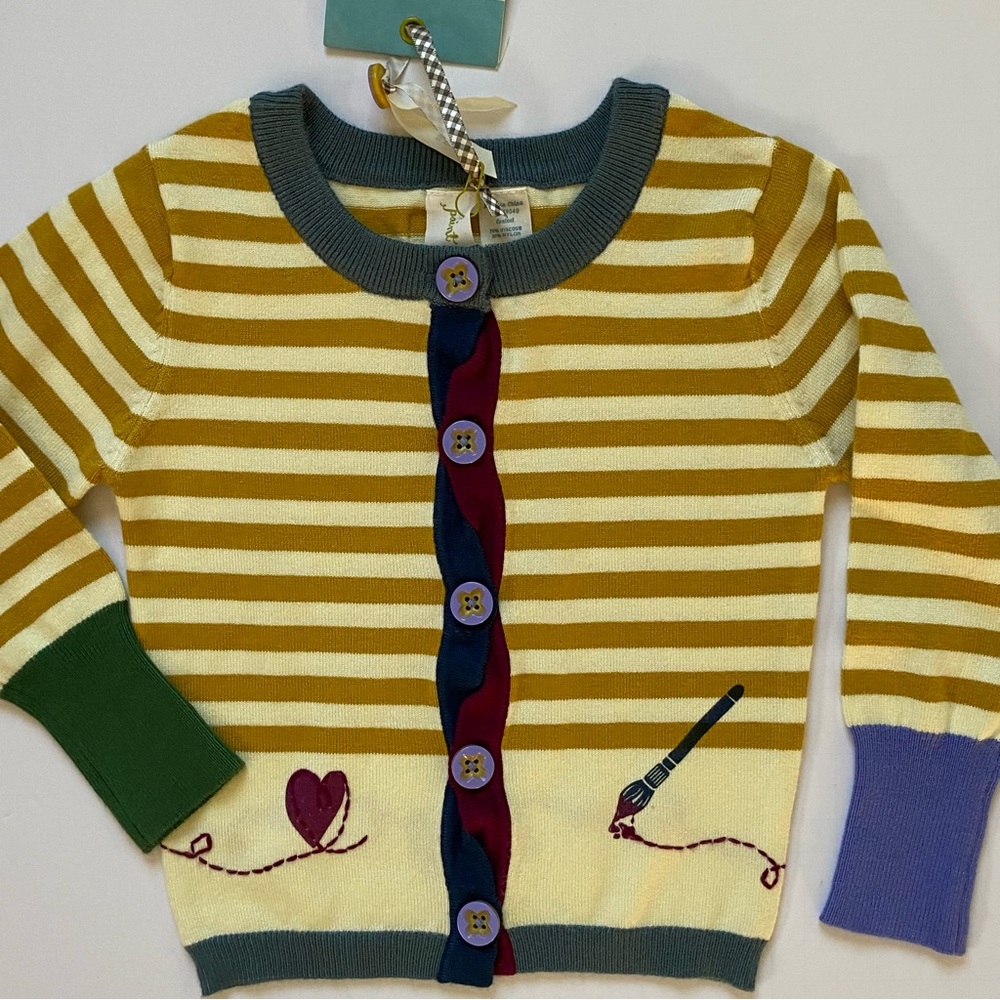 Matilda Jane Paint By Numbers Sweater NWT New Buttons Sweater Cardigan Gold